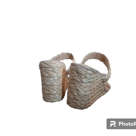 Steven New York Raffia Wedge Sandals Slide Cream Vacation Heels - Picture 6 of 12